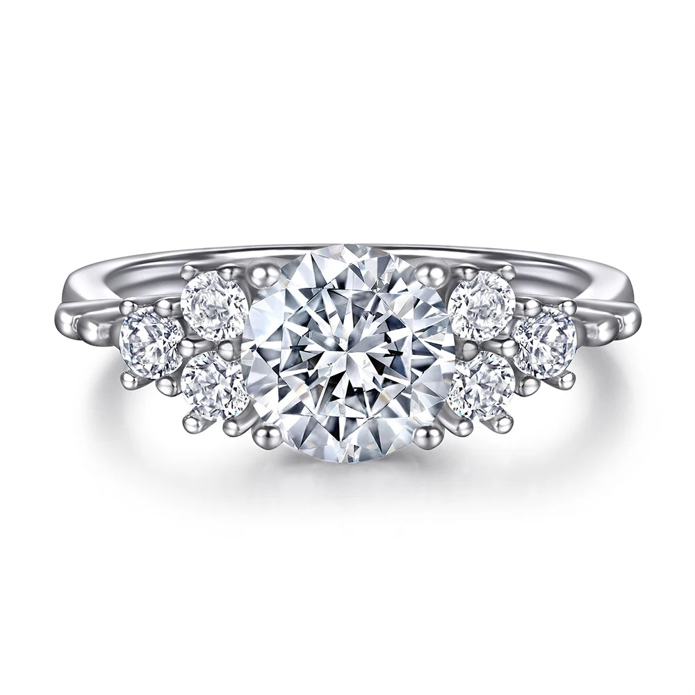 Silver Halo Ring 925 Rhodium Plated Jewelry Blue Zircon Gemstone Originally Wedding Engagement Ring 925 Silver