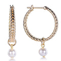 Kirin Hypoallergenic Nickel Free Hoops Earrings Brass Gold Plated Pearl Big Hoop Earrings