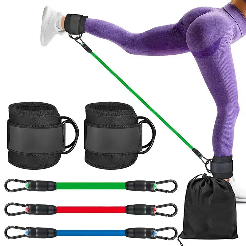 Hip Leg Stretch Training Loop TPE Ankle Resistance Bands 3 Levels Double D Ring Ankle Straps for Power Training