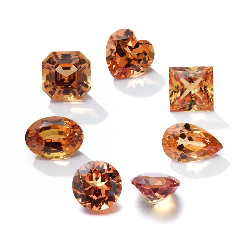 Starsgem Synthetic Princess Asscher Heart Cut Lab Grown Orange Sapphire for Making Solid White Yellow Rose Gold Engagement Ring