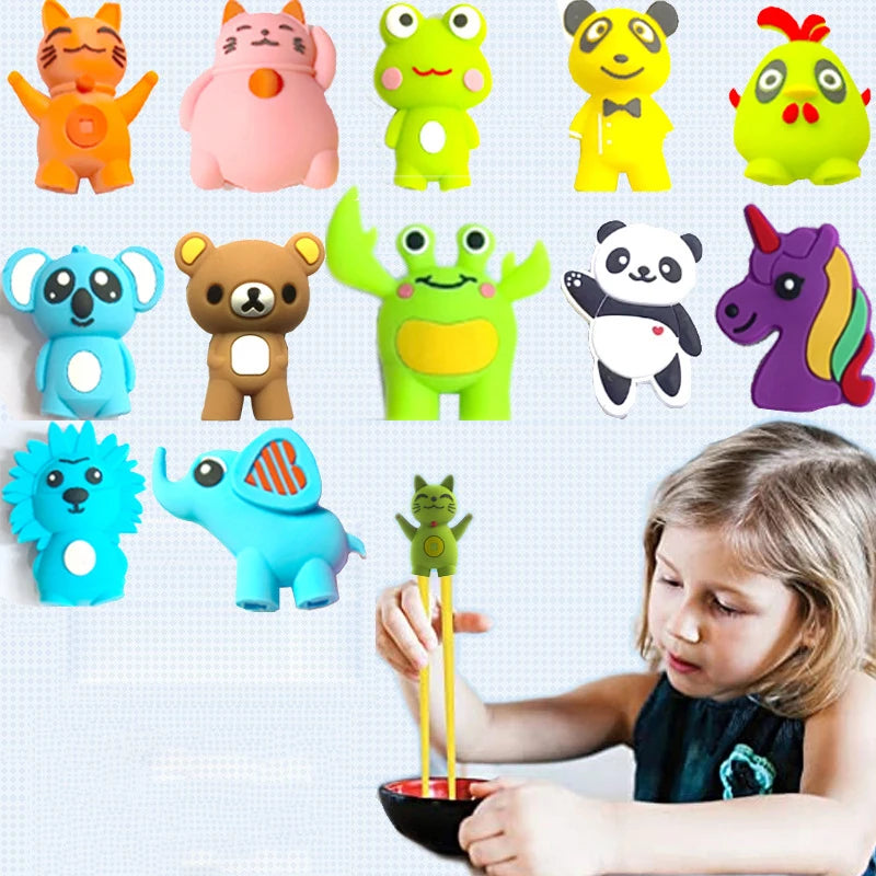 2024 Hot Selling Cute Tableware Learning Training  Chopsticks with Reusable Helper for Kid Beginner Adult