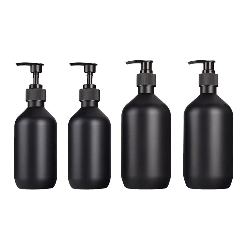 High-grade 300ml 500ml PET Black Frosted Lotion Pump Bottle Refillable Shampoo Conditioner Plastic Packaging Empty Bottle