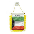 Custom Logo Digital Printing Satin Material Hanging  Kuwait Pennant Flag for Car Rearview Mirror and Home Decoration