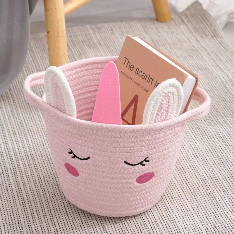 Top Seller Animal Fox Cotton Rope Basket Custom Bathroom Woven Kids Cotton Rope Basket