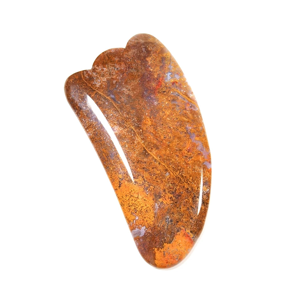Huiying Natural Polished Gua Sha Board Healing Crystals Mookaite jasper Claw Shape for Face Massage