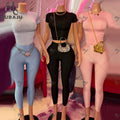 Casual Sporty Women 2 Piece Set Tracksuit Shorts Sleeve Crop Tops+Silky Leggings Matching Streetwear Activity Outfits