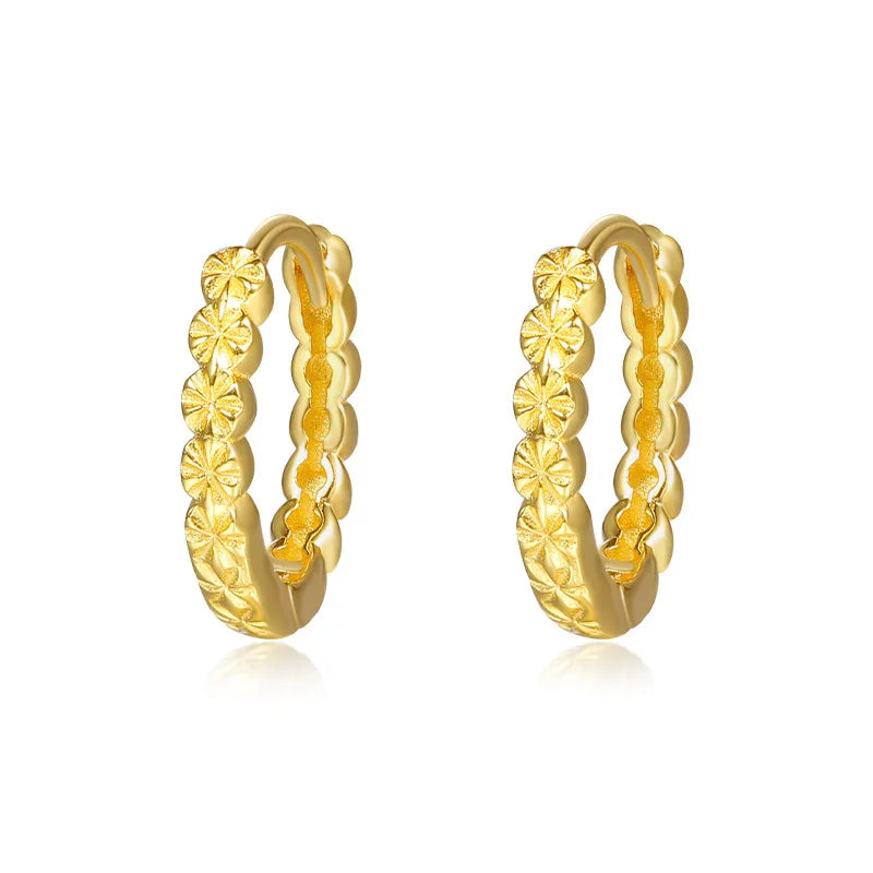 New Arrival 18K Gold Plated Round Hoop Earrings Chic 925 Sterling Silver Hoop Earrings for Women Girls