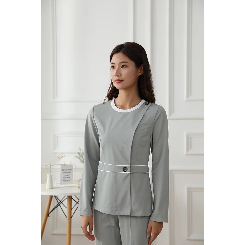 Gray Cotton Polyester Nurse Uniform Scrub All Nurses Uniforms Hospital Cheap Nursing Uniforms Short Sleeve Long Sleeve