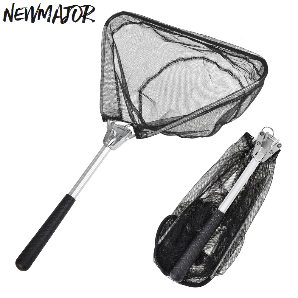 NEWMAJOR Lightweight Aluminum Alloy Landing Net Telescopic Rod with Extended Handle Folding Fishing Rod Cheap Price Nylon Mesh