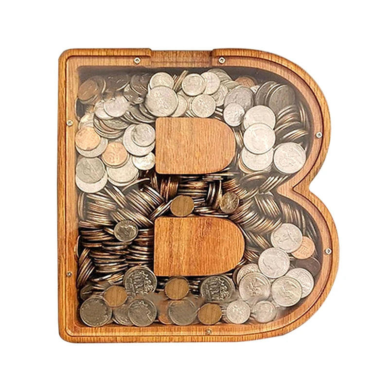 Wholesale Custom Clear Wooden Piggy Bank Letter Pig Dog Cat Bulk Money Boxes