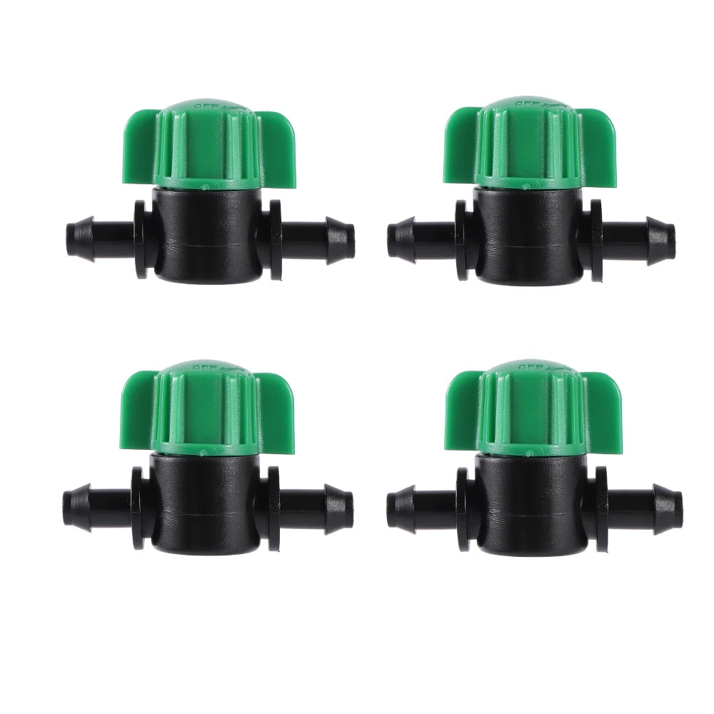 Garden Irrigation Hose Barb Connector Micro Shutoff Coupler Mini Irrigation Valve for 4/7mm Hose