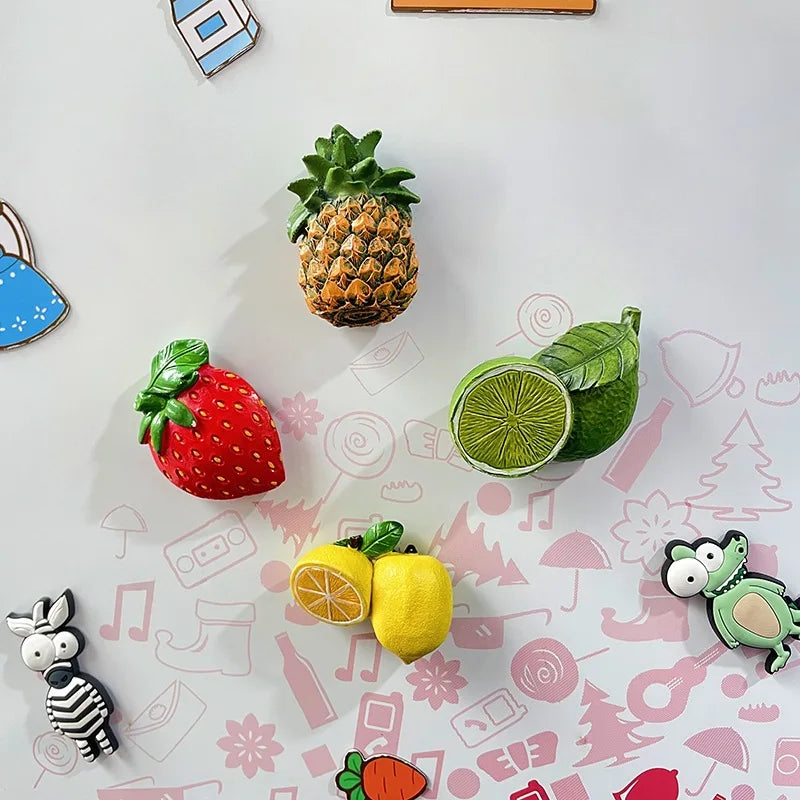3D Fruit Fridge Magnet Stickers Cartoon Style Creative Modern Design Resin Crafts Embossed Stick Cute Medium Sheet Polyresin