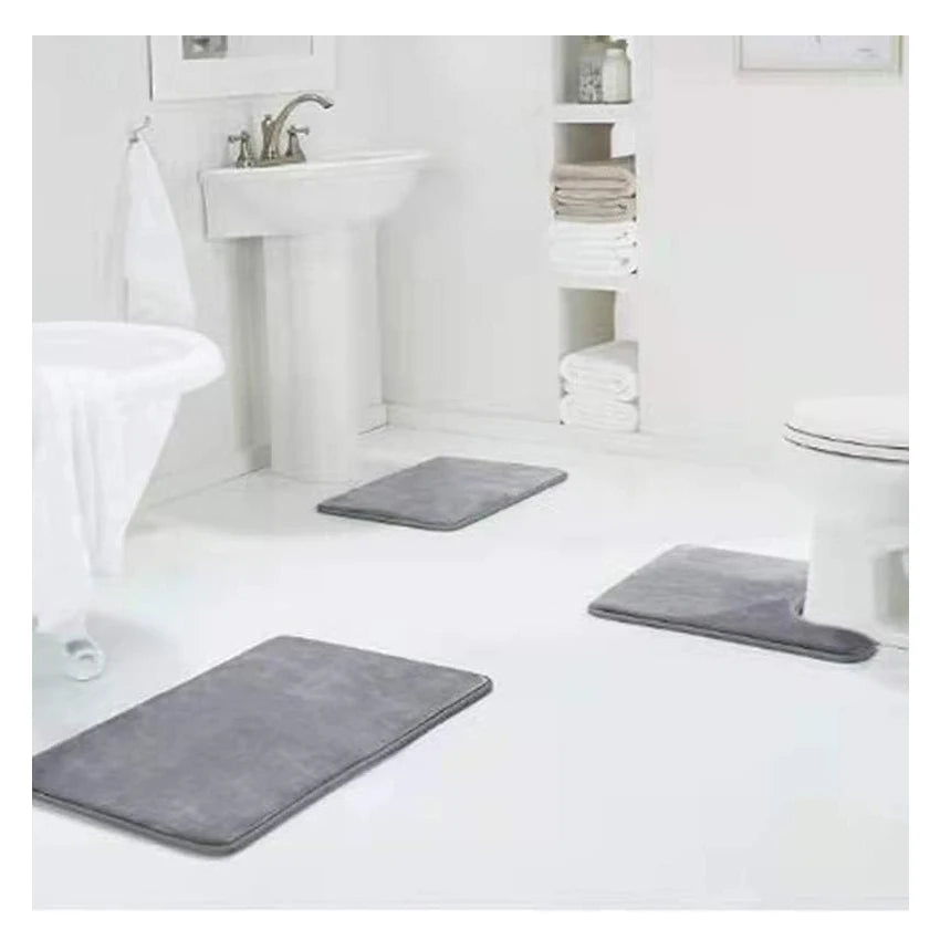 Memory Foam Bath Mats Set of 3 Extra Thick Soft Non-Slip Super Water Absorption Bathroom Rugs Carpet Mats