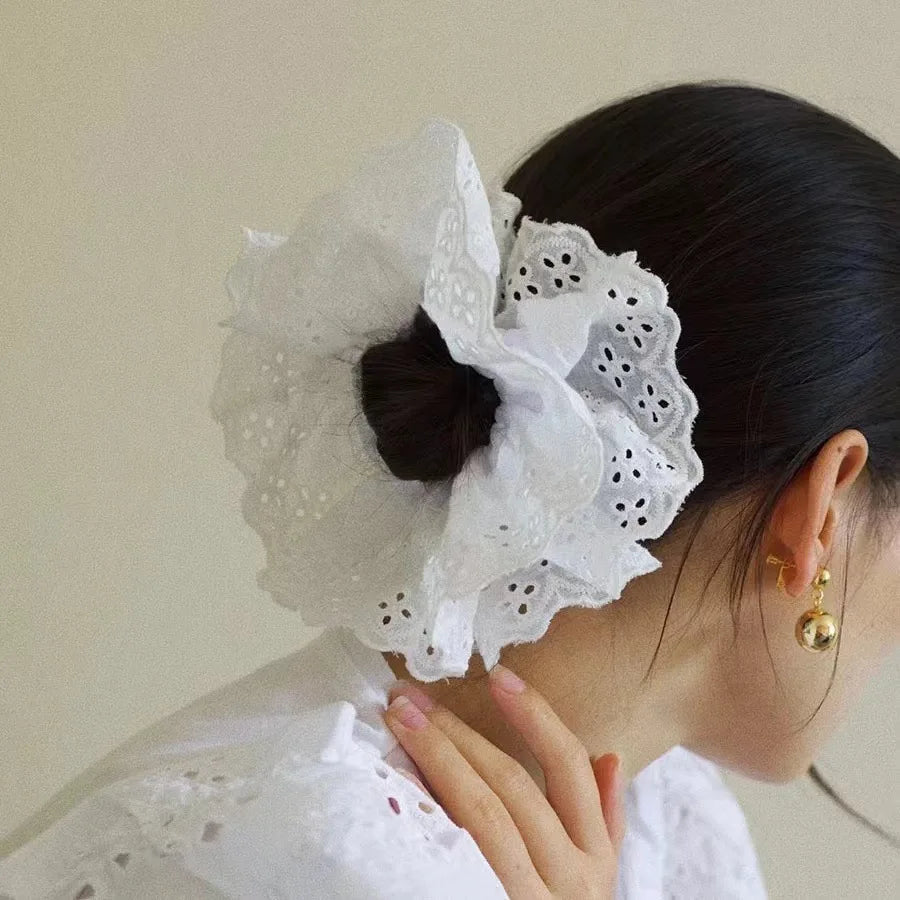 Hot Sale Four-layer Scrunchies for Women Luxury Hold Hair Plaid Pattern Women Hair Ties