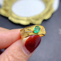 Hot Sale Non Tarnish 925 Sterling Silver Natural Emerald Bath Bomb With 4mm*6mm18k Gold Plated Rings