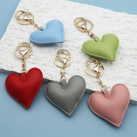 Wholesale PU Leather Heart Keychain Cute Bag Charm for Women Gifts