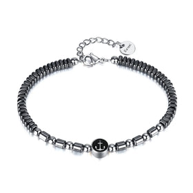 Unisex Hip Hop Style Anchor Charm Bracelet Hematite Gold Plated Stainless Steel for Weddings Parties Fashion Accessory