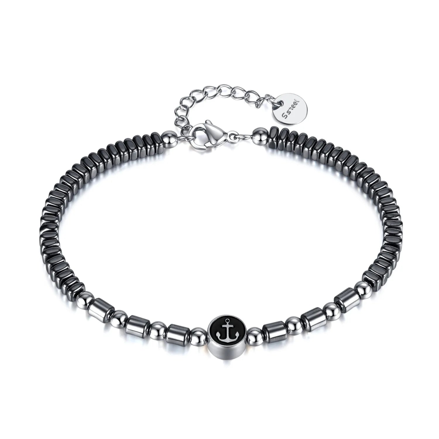 Unisex Hip Hop Style Anchor Charm Bracelet Hematite Gold Plated Stainless Steel for Weddings Parties Fashion Accessory