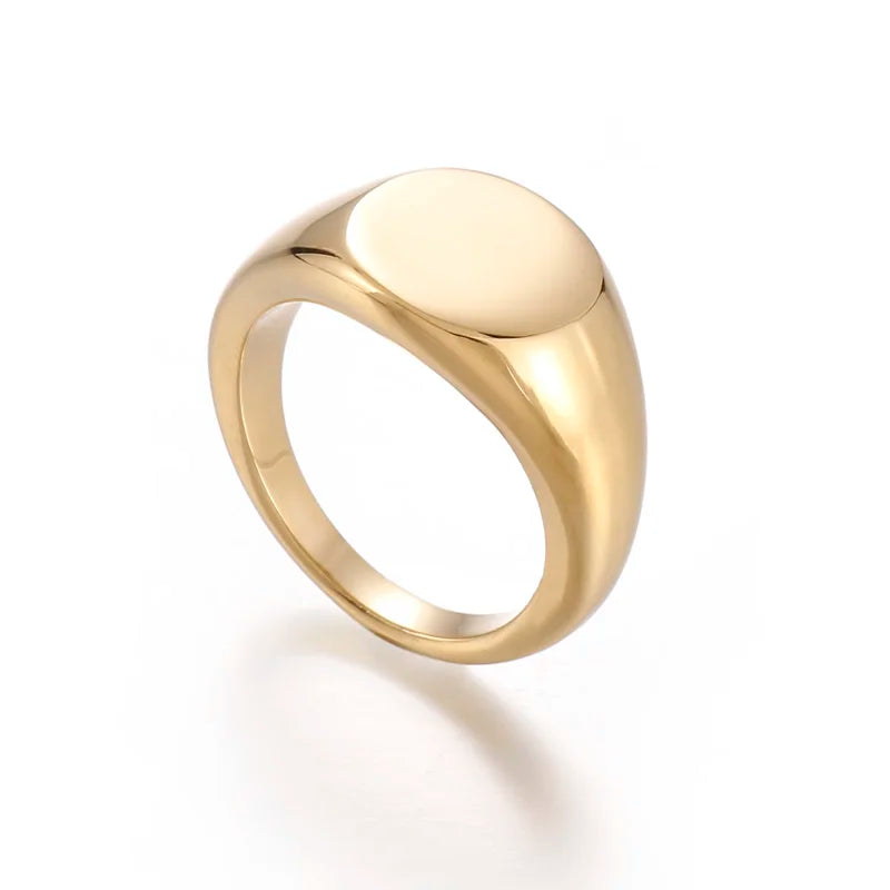 KALEN Unisex Minimalist Gold/Silver/Black Stainless Steel Round Blank Jewelry Ring for Logo