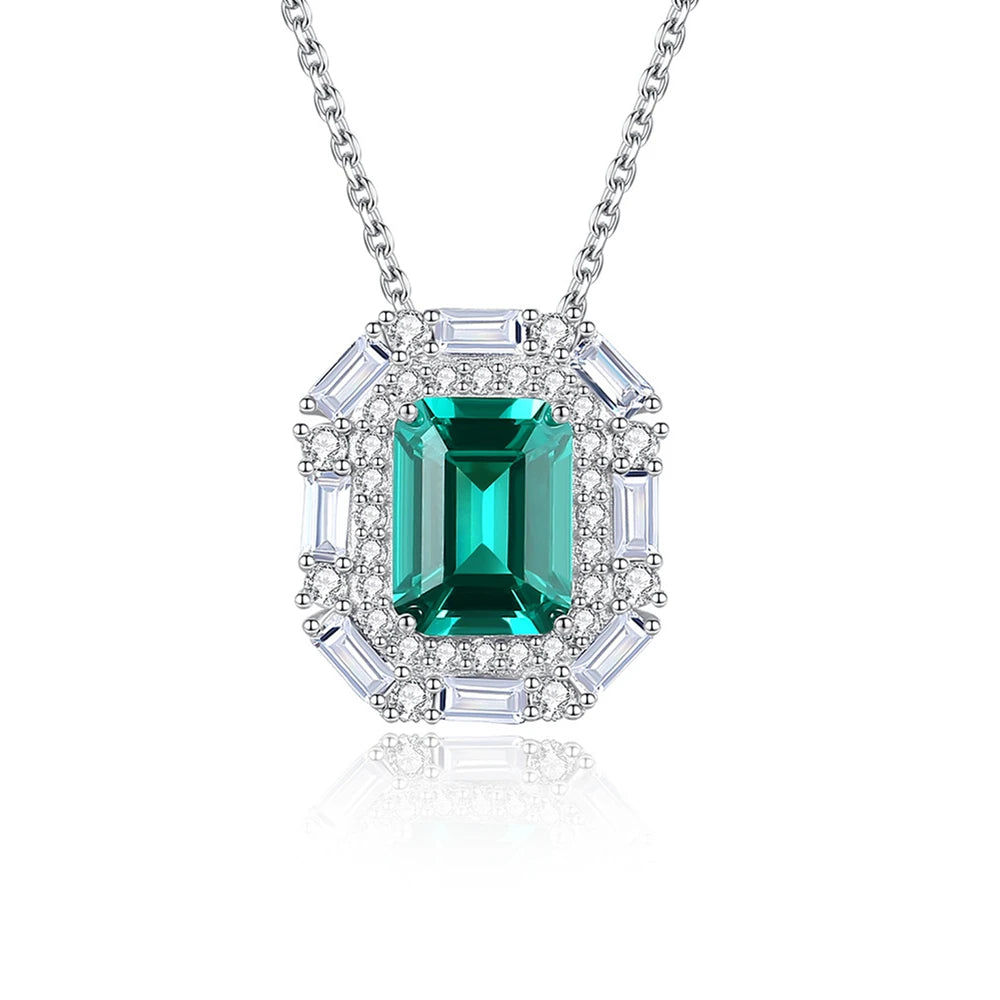 Daidan Silver Necklace 925 Sterling Luxury Diamond Wedding Jewelry Green Zircon Necklace