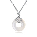 Custom 925 Sterling Silver Lucky Buckle Hollow Round Pendant Luxury High-End 18K Gold Plated Hotan Jade Necklaces for Women
