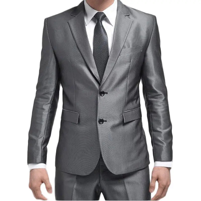 Latest Design Men Suit Ribbon Fashion Mens Slim Two Buttons Business Suits With Pants Brand Wedding Suits (Jacket + Pants )
