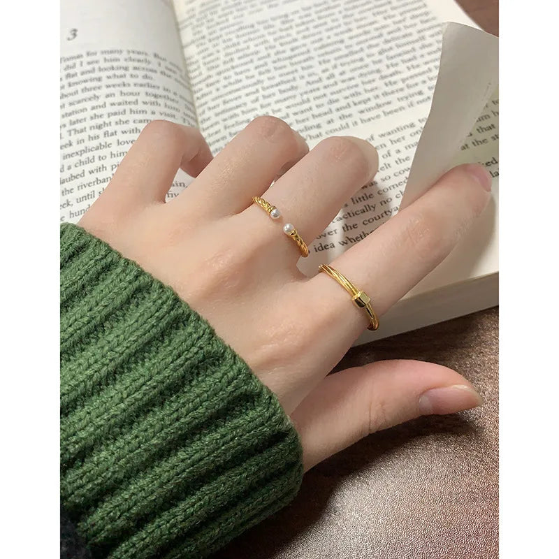 Newly Arrived Twist Ring Pearl Fashion 925 Sterling Silver Jewelry Adjustable Ring for Women