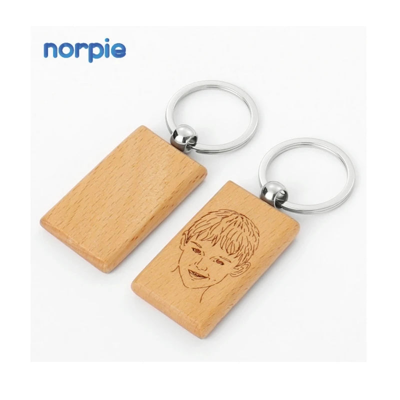 Custom Logo Key Chain Laser Engraving Blank Wooded KeychainWooden Keyring