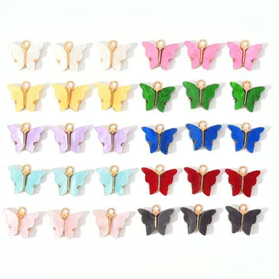 Hot Selling Colorful Enamel Crystal Butterfly Pendant for Necklace Bracelet Making