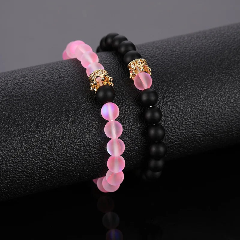 Glass Crystal Stone Bracelet Crown Charm Handmade Coloured Colorful Mix Glaze Beads Jewelry Beaded Wholesale