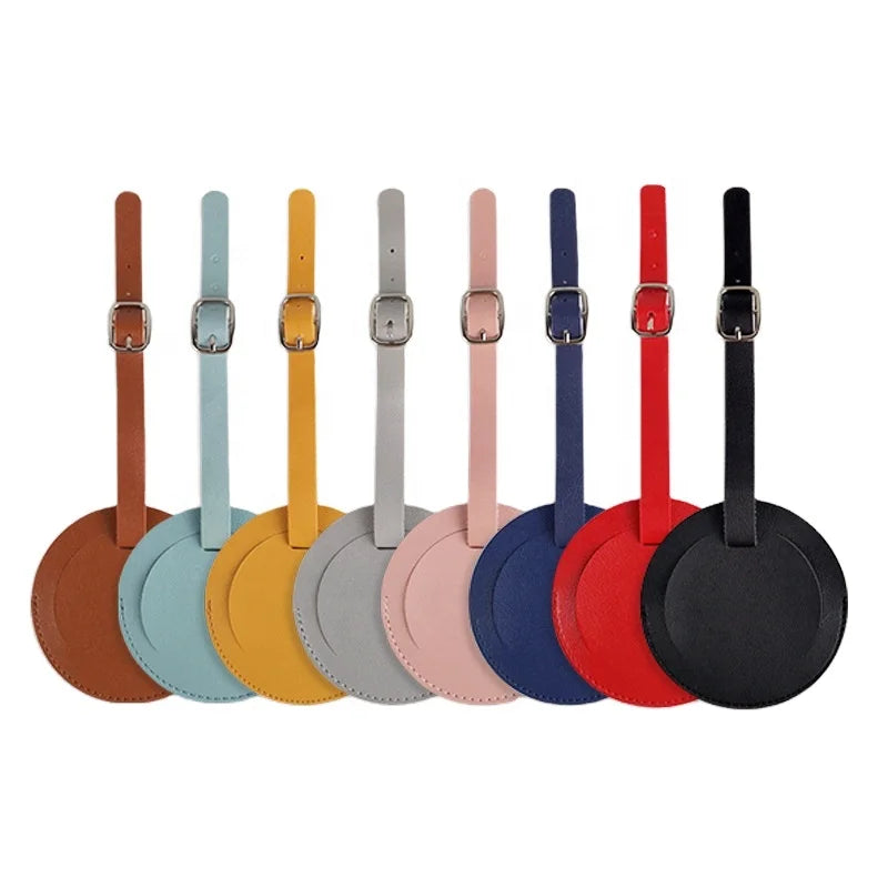 Wholesale Fashionable Portable Round PU Leather Luggage Tag