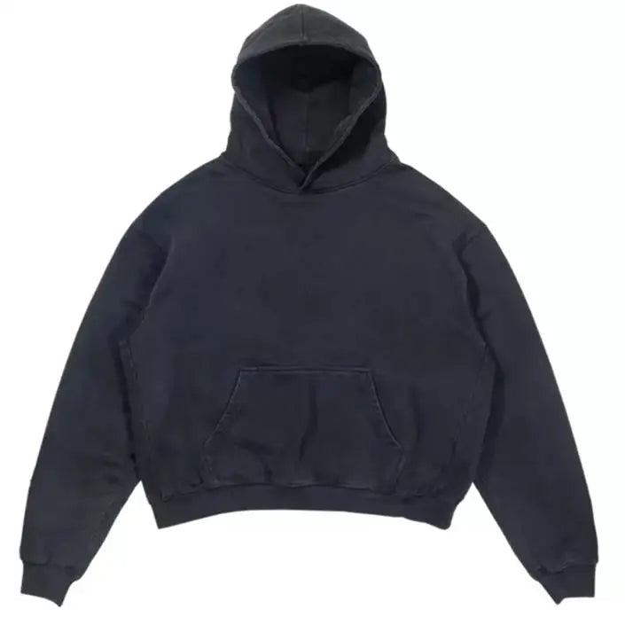 Custom logo Men Oversized Heavyweight Hoodies 100% Cotton Unisex Blank Black Acid Wash Vintage Hoodie Cropped Raw Hem Hoodies