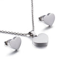 Wholesale Trendy Stainless Steel Heart Shape Earrings Charm Necklace Set