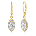 Luxury Vintage 925 Sterling Silver Drop Earrings 1 Carat Marquise Cut Moissanite Rose Gold Plated Engagement Women's