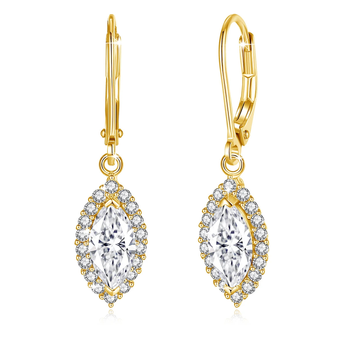 Luxury Vintage 925 Sterling Silver Drop Earrings 1 Carat Marquise Cut Moissanite Rose Gold Plated Engagement Women's
