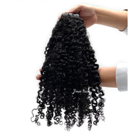 VMAE Wholesale Cuticle Aligned Human Hair PU Invisible Clip Ins Water Wave Kinky Seamless Clip in Raw Vietnamese Hair Extension