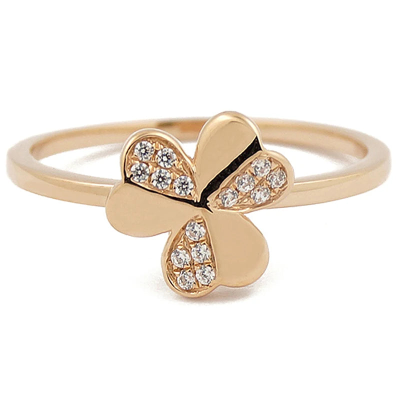 AU750 Custom Real 18 Karat Gold Rings Gold Jewelry 18K Solid Gold Clover Rings for Women
