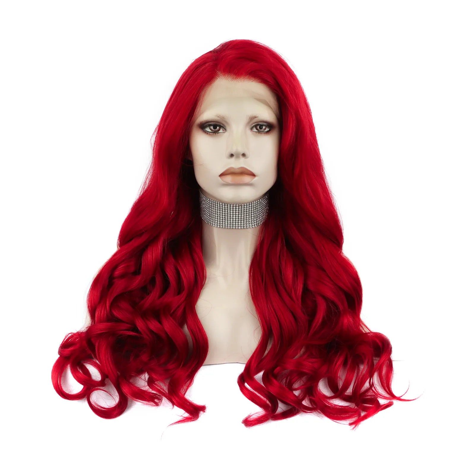 Celebrity  Red Color Wave  Pre-Plucked Natural Hairline 24inch  Futura  Swiss Lace Heat Resistant Synthetic Hair Wigs