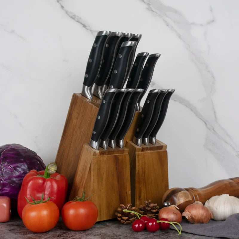 Hot Sale High Quality 16 Pcs Pom Handle Kitchen Knife With Bolster High-grade Kitchen Knife Set