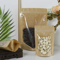 Wholesale Recyclable Brown Kraft Paper Ziplock Pouches Biodegradable Food Packaging for Sugar & Pet Food Custom Logo