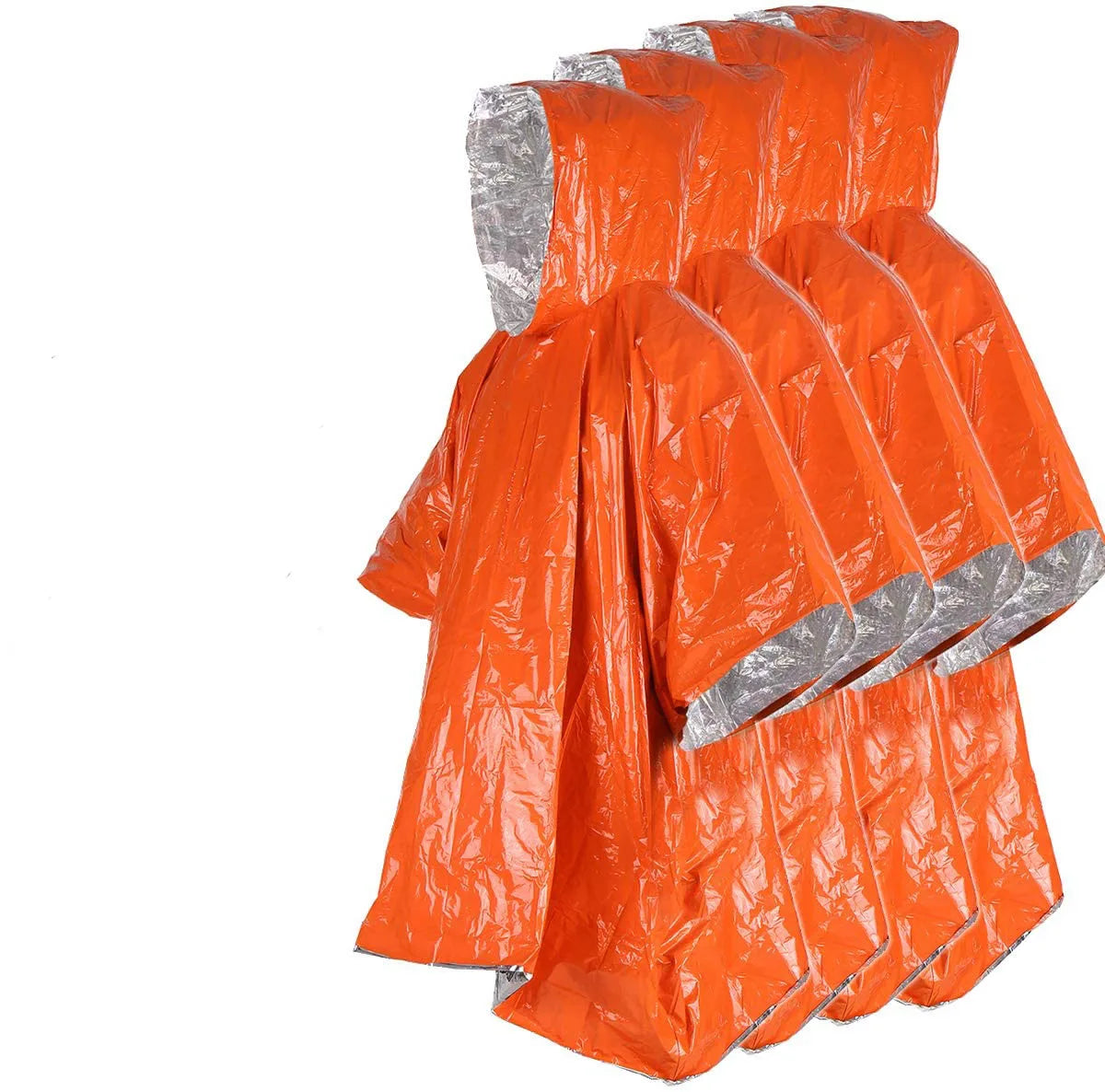 Thermal Keep Warm Waterproof First Aid Survival Gear Orange Sleeveless Hooded Cloak Outdoor Life Emergency Adult Raincoat