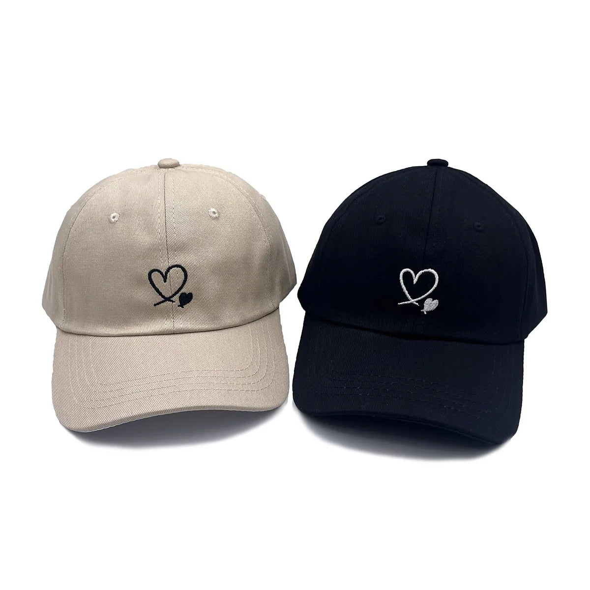 Custom Embroidered Heart Pattern Cotton Baseball Cap Men and Women's Sporty Street Style Sorority Dad Hat