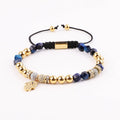 New Luxury Design CZ Pave Hand Charm Natural Stone Tiger Eye Stainless Steel Custom Logo Adjustable Beads Bracelet Women