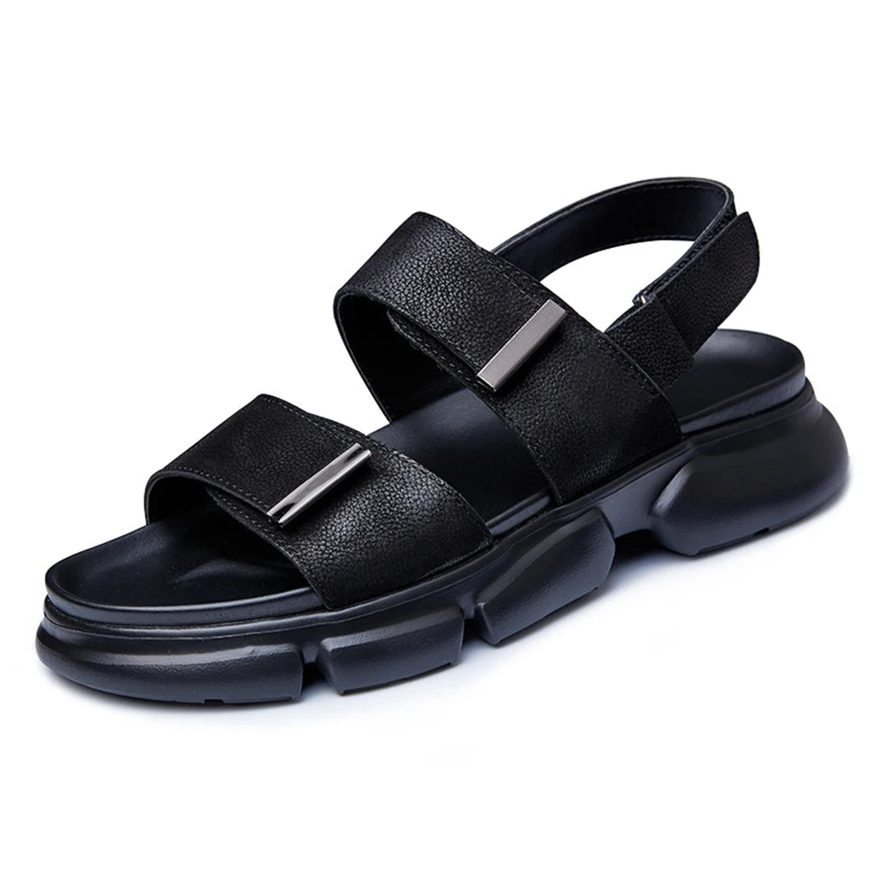Men's Genuine Leather Sandals for Summer Lightweight Cowhide Trendy Outdoor Design Casual Slip-Resistant Beach Breathable