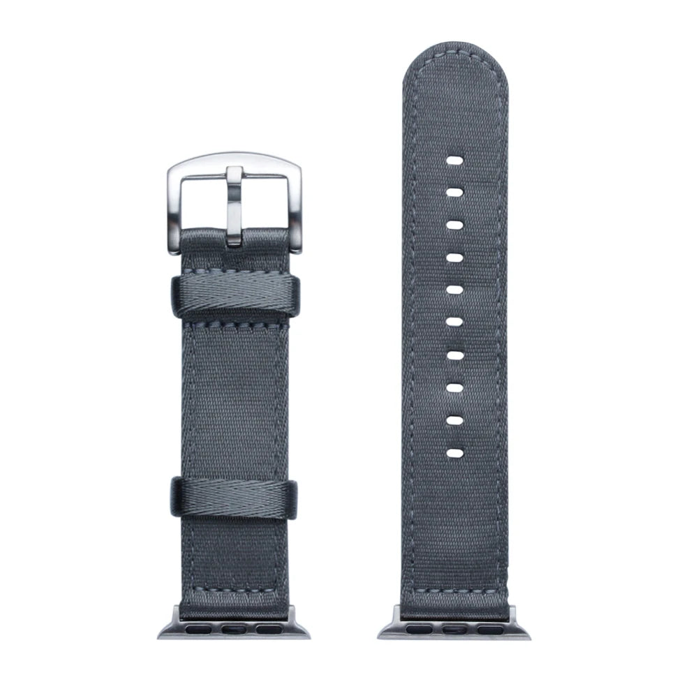 Hot Sale Luxury Smart Watch Bands 20mm Woven Nylon Strap with 304L Stainless Steel Grey Seatbelt Watch Straps