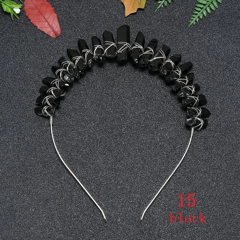 Diy Hot Design Crystal Crown Black Natural Crystal Headband Bridal Jewelry Party Decoration