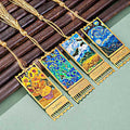Personalized Funny Promotional  TasseLs Fringe Gold Brass Blank Metal Enamel Custom Bookmarks for Book Famous Paints