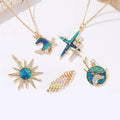 Fashion Jewelry Accessories Unicorn Elk Sun Star Shaped Gold Plated Jewelry Enamel Necklace Pendant