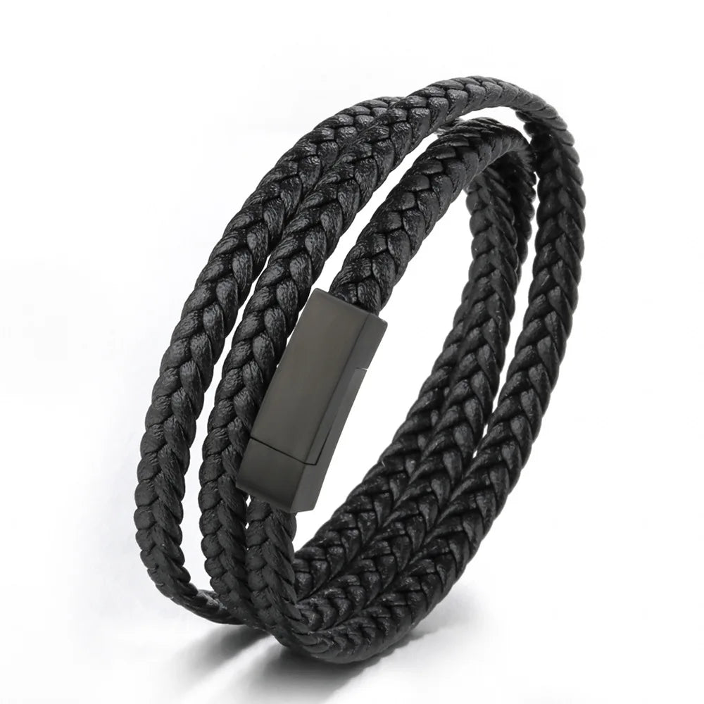 Wholesale Luxury Men'S Clasp Men Stainless Steel Jewelry Warp Bracelet