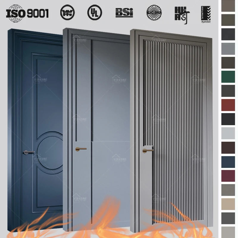 European Styles High End Wood Internal Fire Doors Indoor Solid Fire Wood Doors With Frame Luxury Wooden Doors for Apartment Room